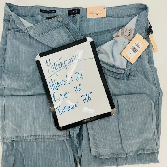 NYDJ Relaxed Straight Ankle Jeans Chambray Lightweight High Rise Stripe 18 Jeans - Picture 7 of 7